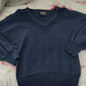 Love Men's Deep Blue V-Neck Sweater